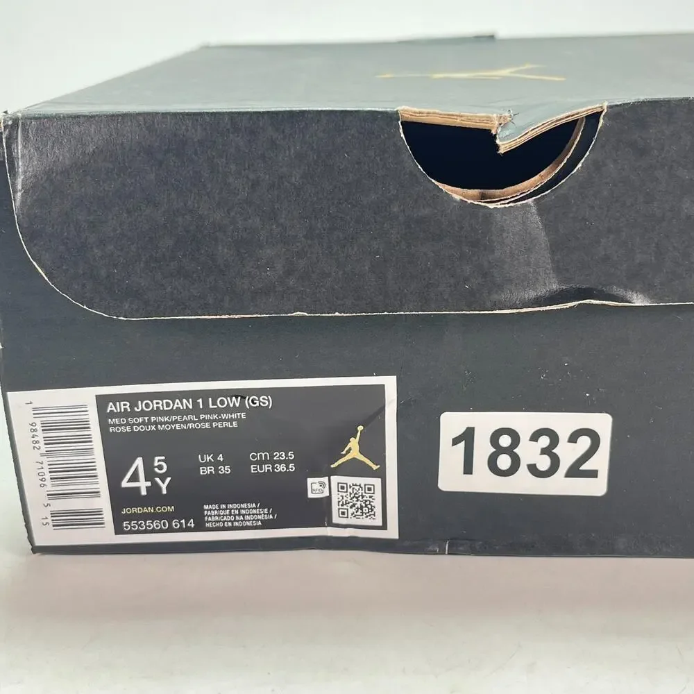 Nike Air Jordan 1 Low Medium Soft Pink White Sneakers 553560-614 Youth Size 4.5